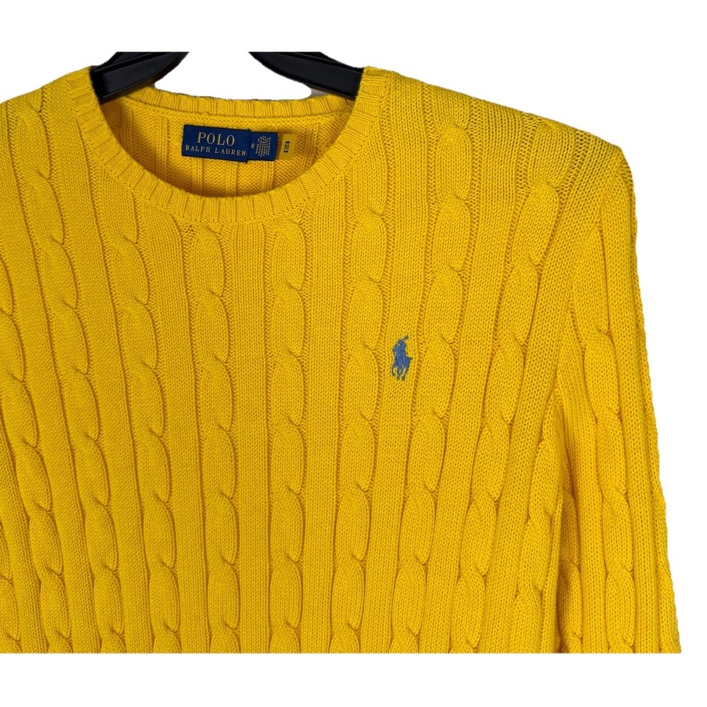 Polo by Ralph Lauren Yellow Cable Knit Crewneck Sweater - Picture 2 of 11